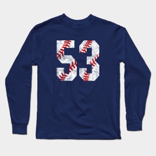 Vintage #53 Baseball Laces Baseball Mom Jersey Love Baseball Long Sleeve T-Shirt